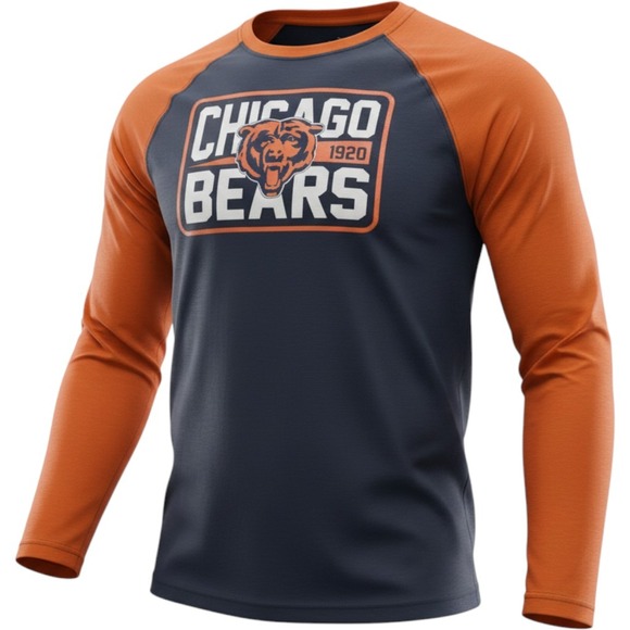 New Era Tops - New Era Chicago Bears NFL Team Apparel Long Sleeve‎ Raglan Shirt Navy Orange S